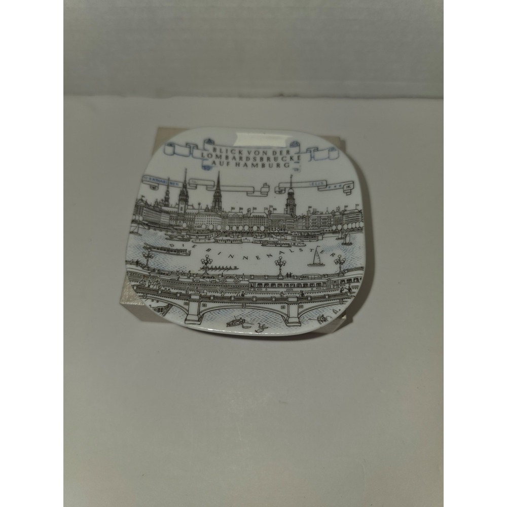 vintage square ceramic souvenir plate from Hamburg,‎ Germany replacement